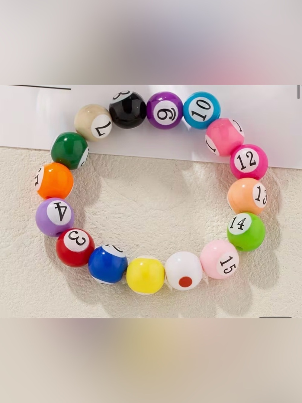 Colorful Pool Balls Bead Stretch Bracelet new